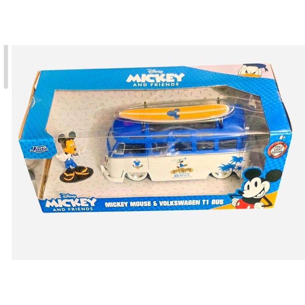 Jada Toys Disney Mickey & Friends VW 1962 T1 Bus 1:24 Diecast w/Figure